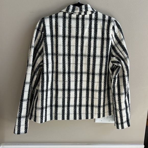 Vestique Becca Plaid Cropped Blazer Black Cream Scalloped NWT Size Medium - Picture 11 of 12